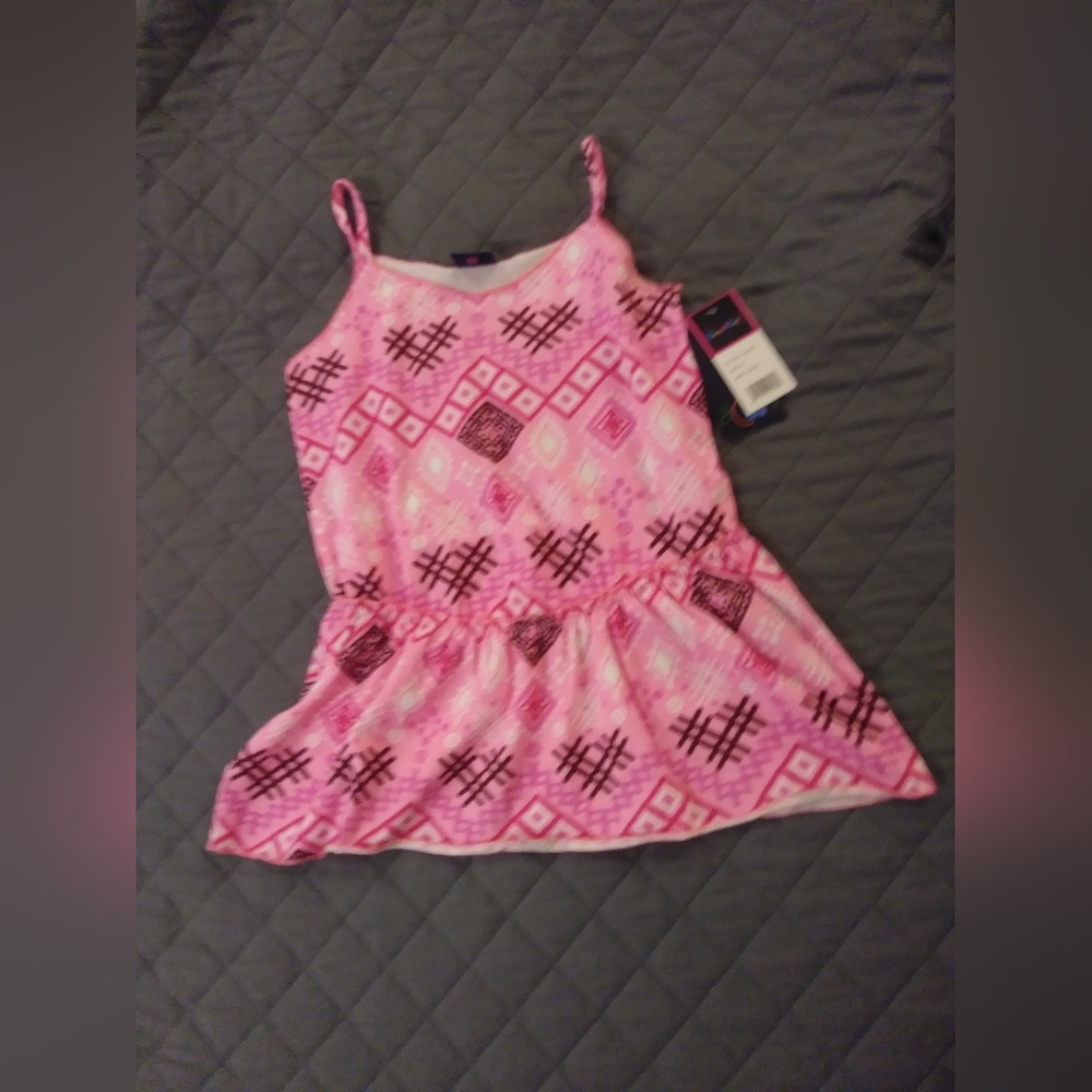Pink Patterned Kids Casual Dress